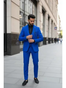 Costum barbati slim fit, albastru, 3 piese, 11839 48-3